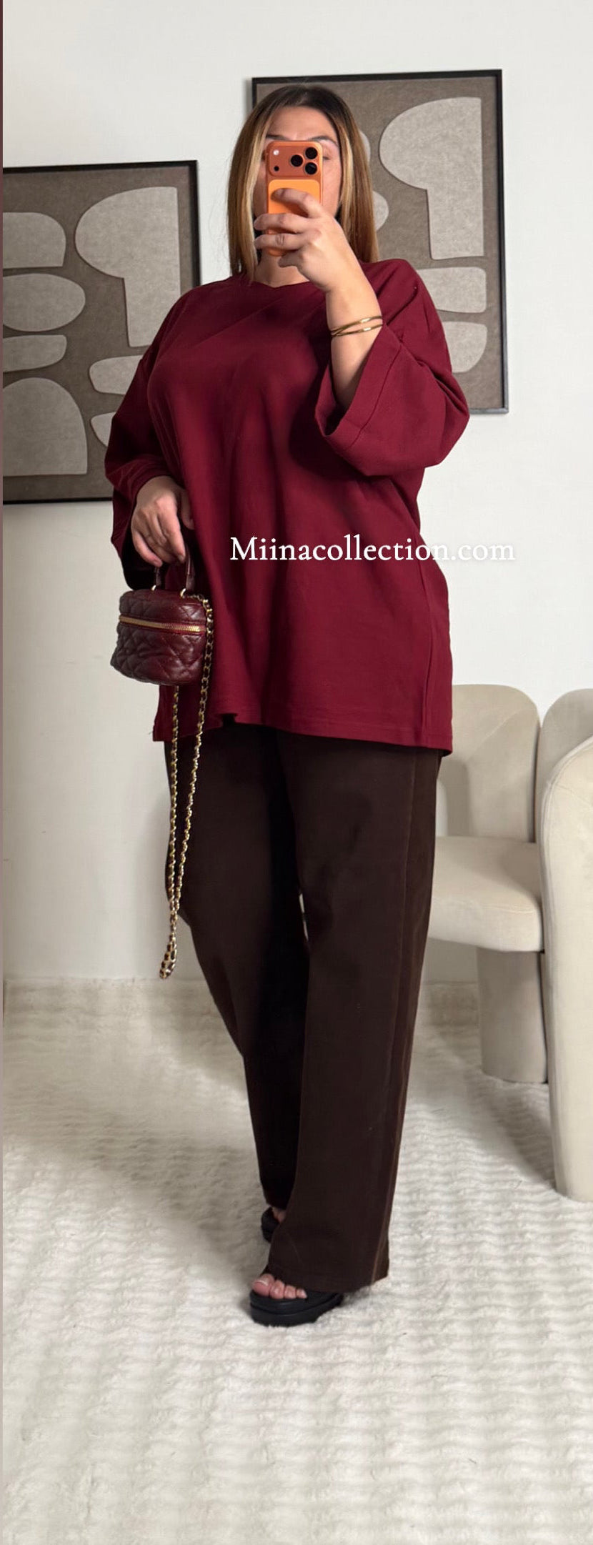 Tee-Shirt Ample Bordeaux