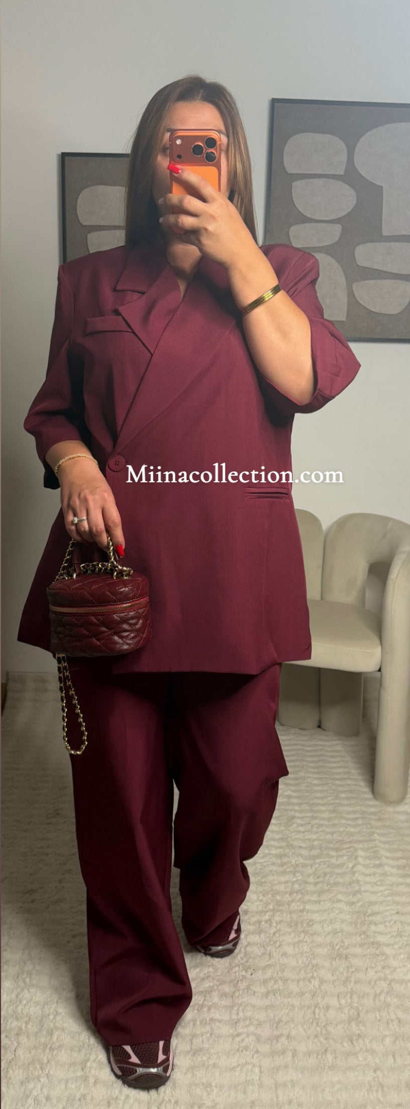 Ensemble Tailleur Nira Oversize Bordeaux