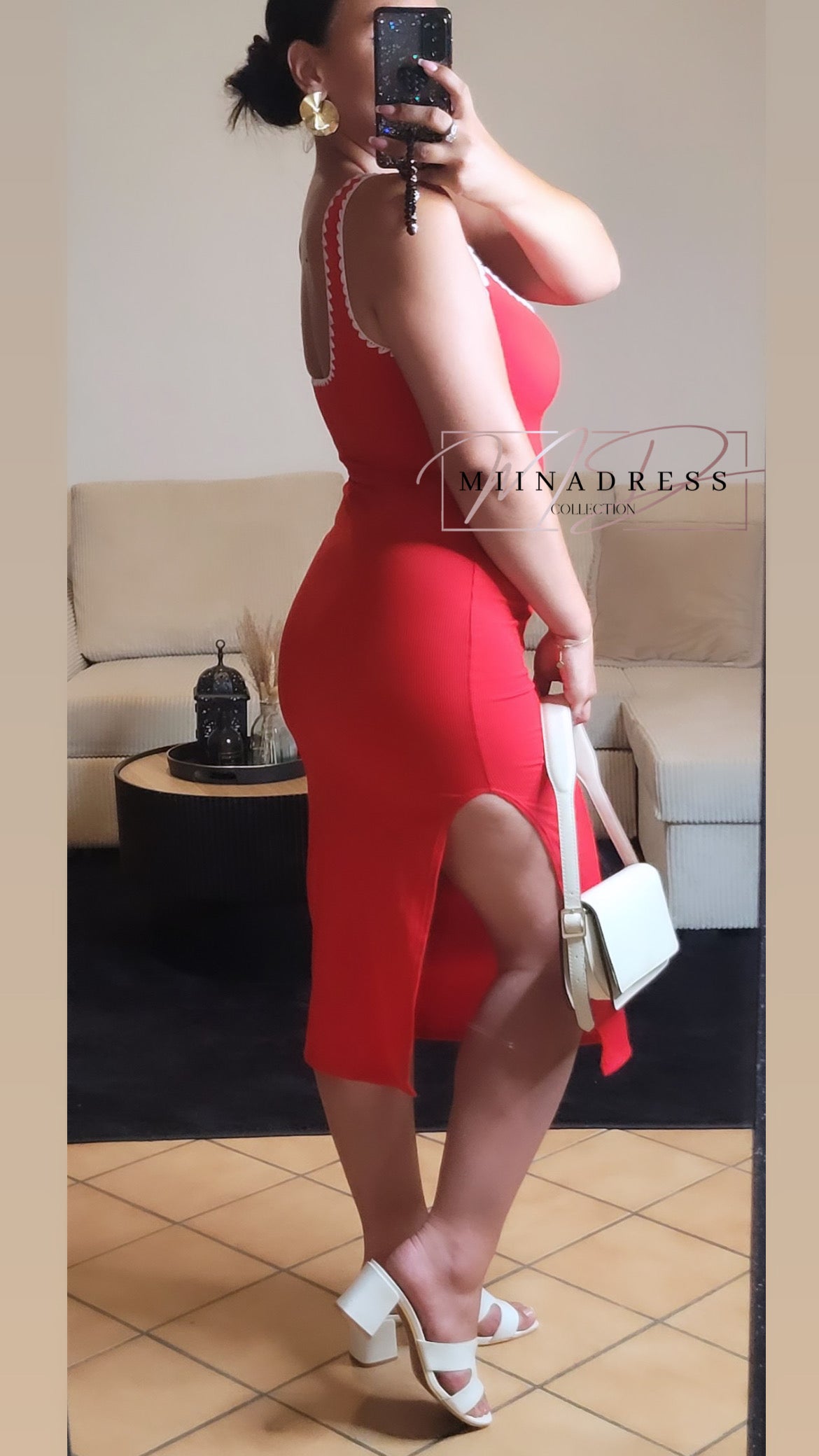 Robe Surpiqûres Rouge