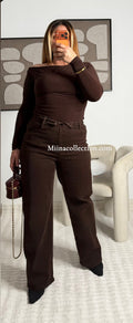 Jean Ceinture Retournée Marron