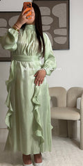 Robe A Volants Vert Clair