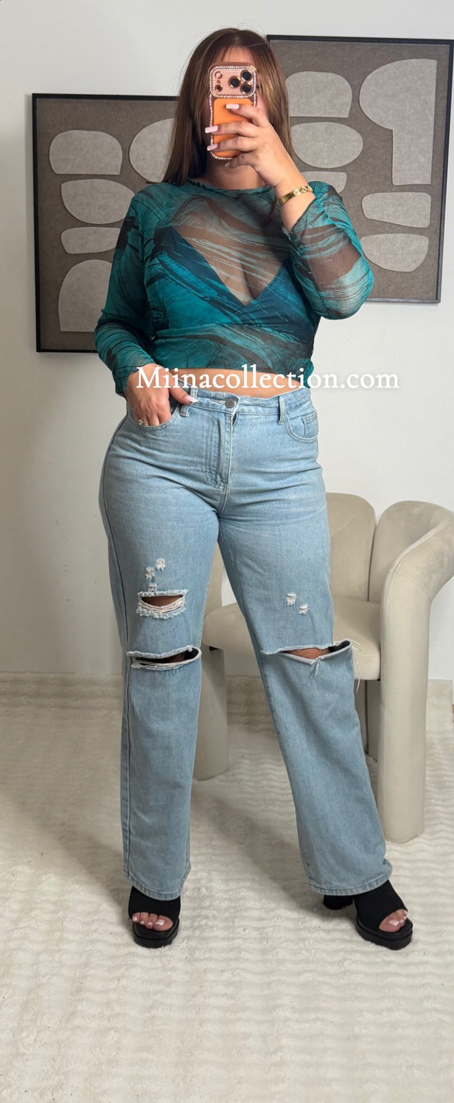 Haut Bleu Effet Transparent